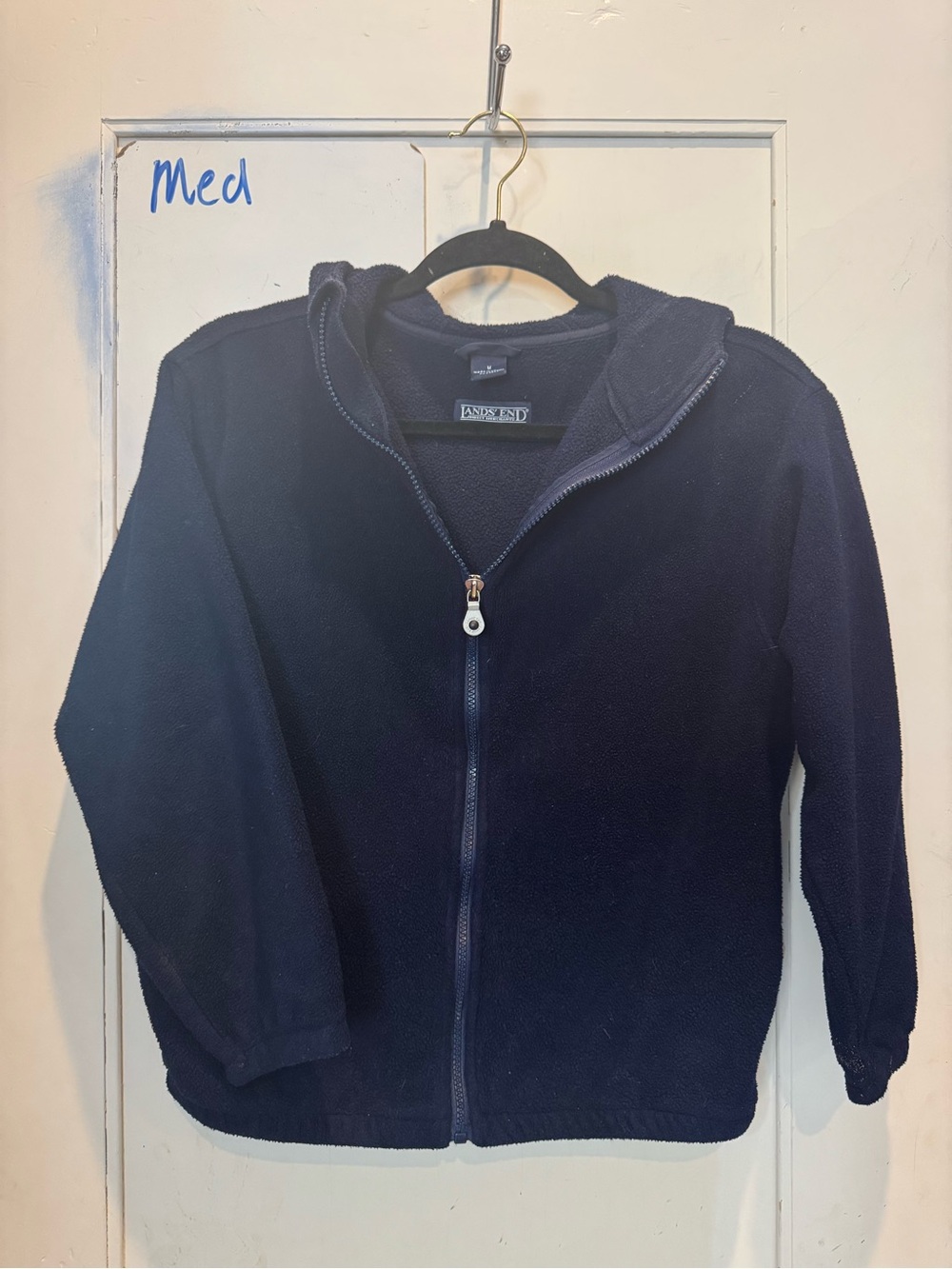 Lands' End Navy Kids' Full-Zip Hooded Fleece Jacket
